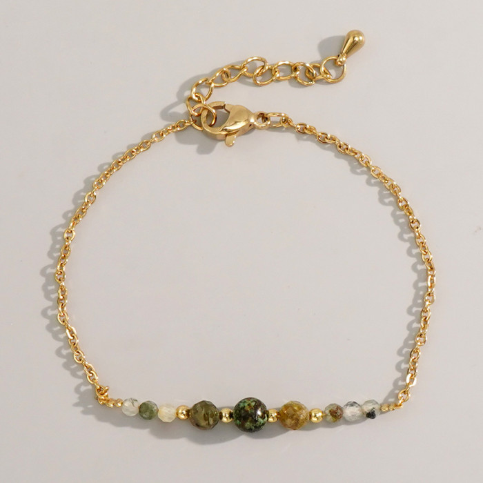 Cross-Border Hot-Selling Niche Semi-Precious Stone Bracelet Bohemian Chain Beaded Double-Layer Stacked High-End Bracelet