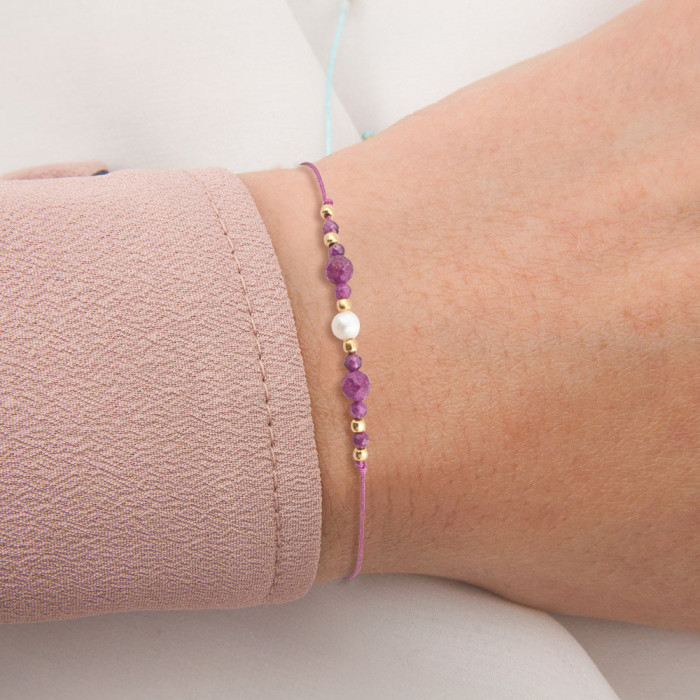 European and American Cross-Border Hot-Selling Monthly Birthday Natural Stone Mixed Freshwater Pearl Copper Bead Handmade Beaded Bracelet for Women