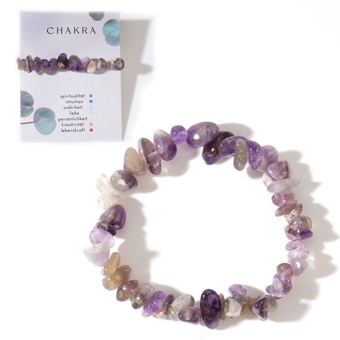 Raw Stone Crystal Mineral Raw Stone Women's Bracelet Irregular Crushed Stone Pink Quartz Elastic Cord Bracelet Jewelry Gift In Stock