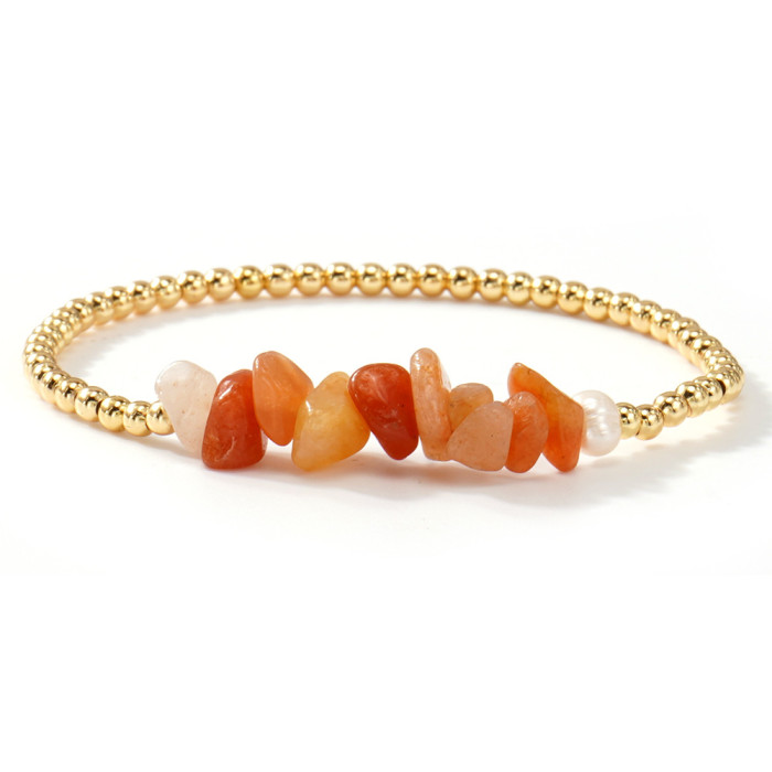 European and American Style Multi-layer Stacking Bracelet Set Imitation Pearl Amethyst Stone Gold Bead Metal Chain Ins Niche Hand Jewelry Wholesale