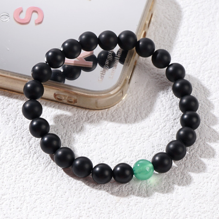 Cross-Border New Natural Stone Bracelet Men's Classic 8MM Tiger Eye Matte Bead Obsidian Bracelet