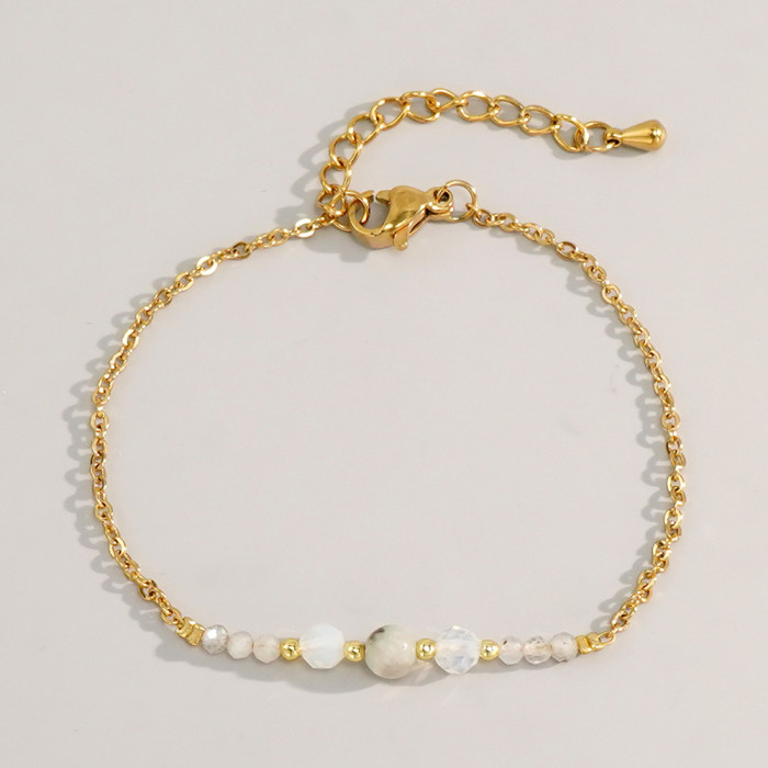 Cross-Border Hot-Selling Bohemian Bracelet Niche High-End Copper Bead O-Chain Semi-Precious Stone Bracelet Jewelry Wholesale