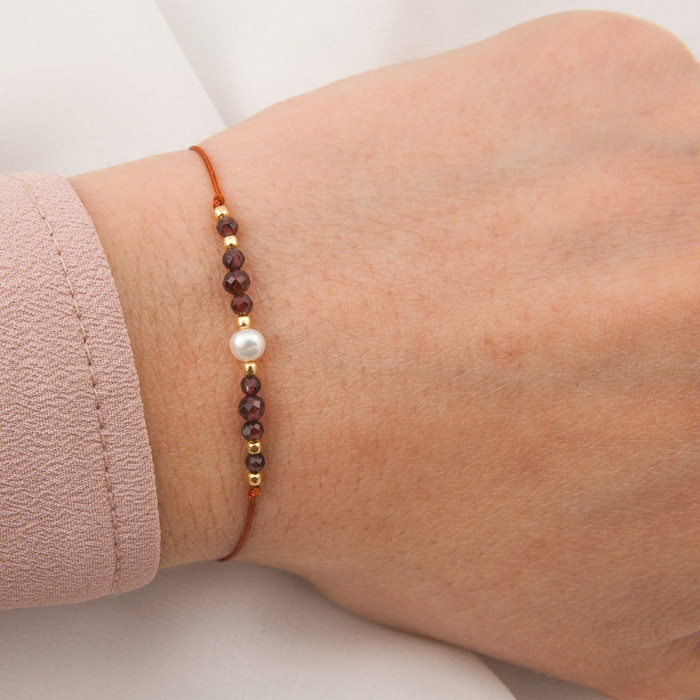 European and American Cross-Border Hot-Selling Monthly Birthday Natural Stone Mixed Freshwater Pearl Copper Bead Handmade Beaded Bracelet for Women