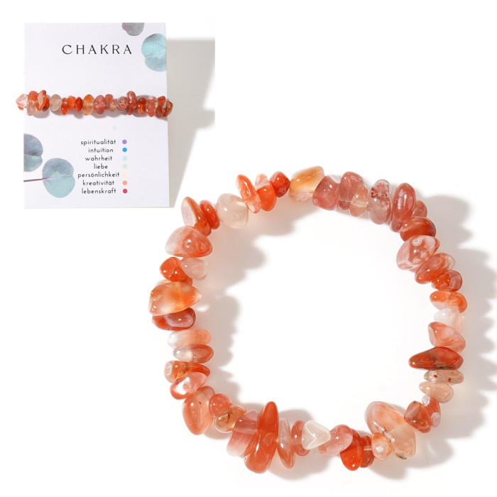 Raw Stone Crystal Mineral Raw Stone Women's Bracelet Irregular Crushed Stone Pink Quartz Elastic Cord Bracelet Jewelry Gift In Stock