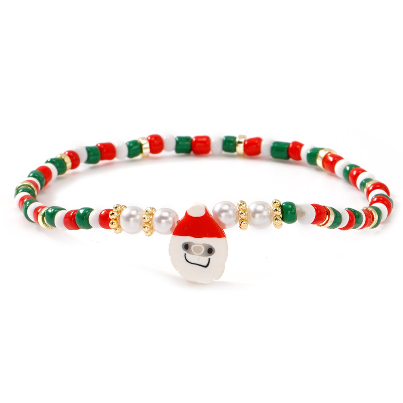 Red Green White Christmas Beaded Bracelet MERRY Letter Bell Heart Element Versatile Ins Style Hot Recommendation