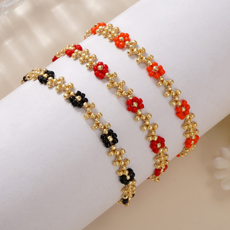 Bohemian Handmade Beaded Flower Bracelet Ethnic Style Vintage Adjustable Bracelet Cross-Border Jewelry Wholesale