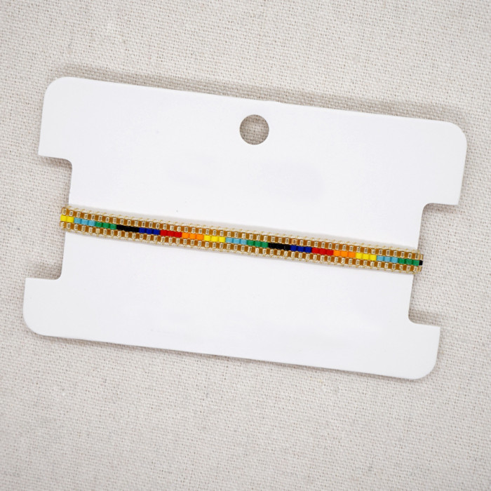 Jewelry Stone-Inlaid Square Claw Chain Bracelet for Women Simple Fashion Colorful Stone Multi-Layer Stainless Ste...