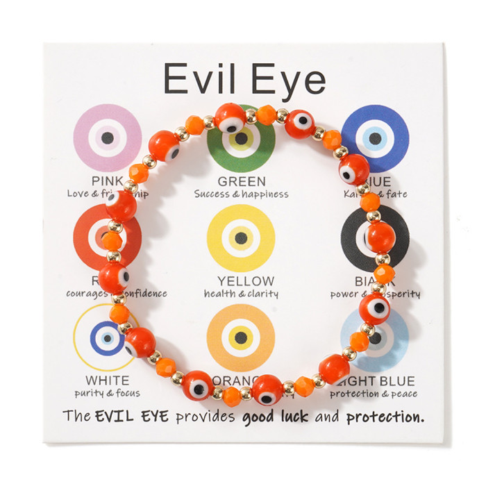 Crystal Bead Bracelet Small Gold Beads Red Evil Eye Design Trendy Must-Have Bracelet Light Luxury High-End Feel