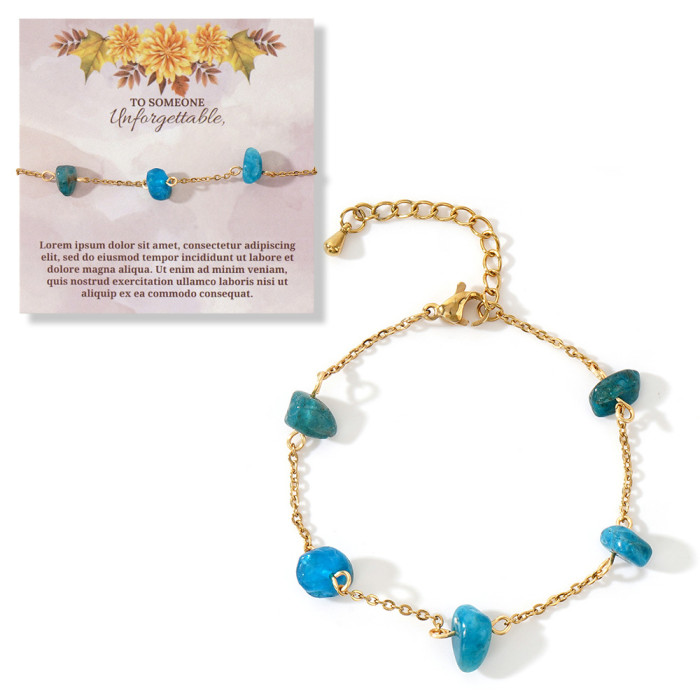 Colorful Irregular Crystal Raw Stone Bracelet Natural Stone Stainless Steel Starry Sky Bracelet Cross-Border Hot-Selling Jewelry