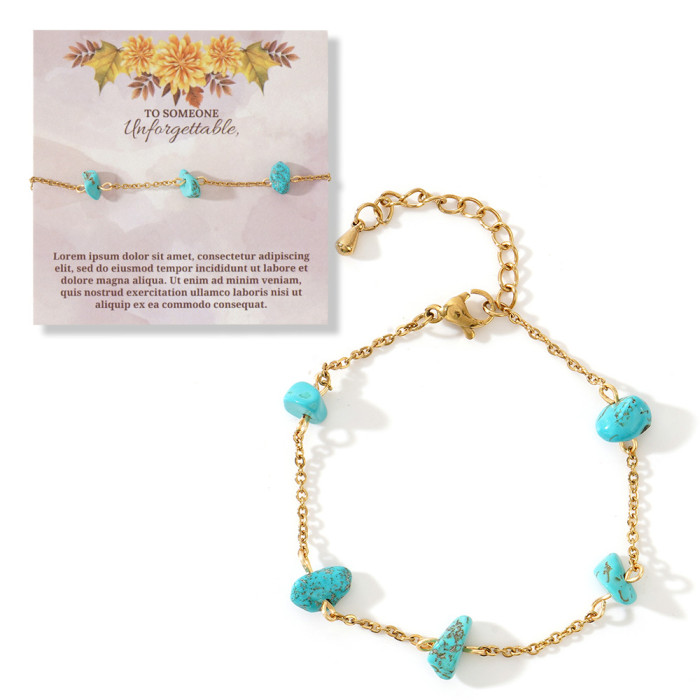 Colorful Irregular Crystal Raw Stone Bracelet Natural Stone Stainless Steel Starry Sky Bracelet Cross-Border Hot-Selling Jewelry