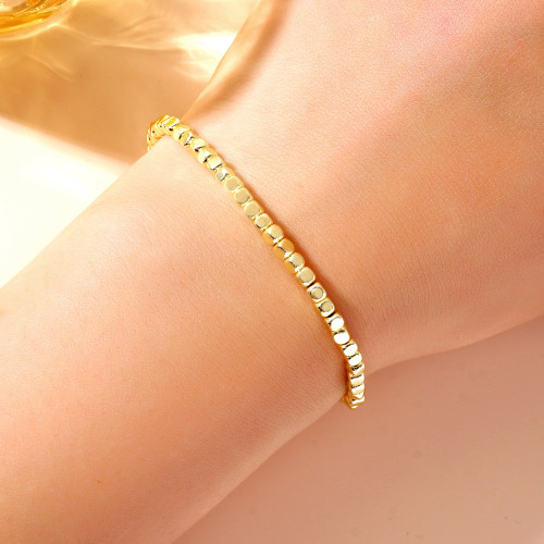 Cross-Border Black Gallstone Square Bead Bracelet European and American Fashion Simple Personality High-End Beaded Bracelet Women's Jewelry