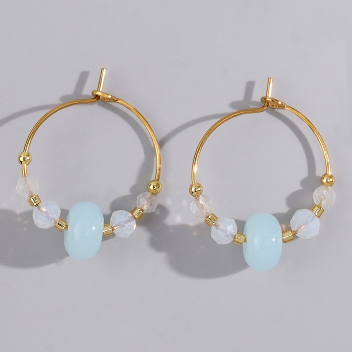 Natural Colorful Fashion High-end Luxury Abacus Bead Faceted Dongling Semi-precious Stone Women's Earrings Wholesale