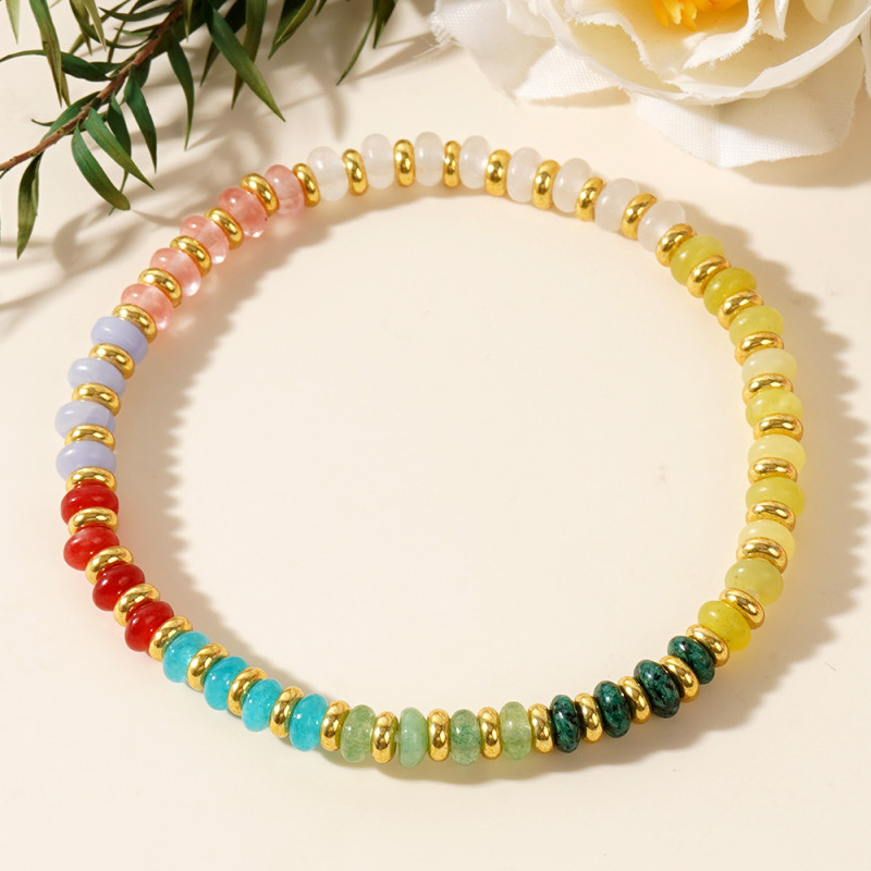 Cross-border E-commerce Hot Sale Retro Bohemian Style Abacus Bead Semi-precious Stone Beaded Bracelet, Suitable for Men and Women