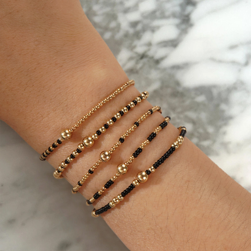 Cross-Border Fashion Girls Gold Beaded Stackable Friendship Bracelet Set Handmade Beaded Bracelet High-End Feel