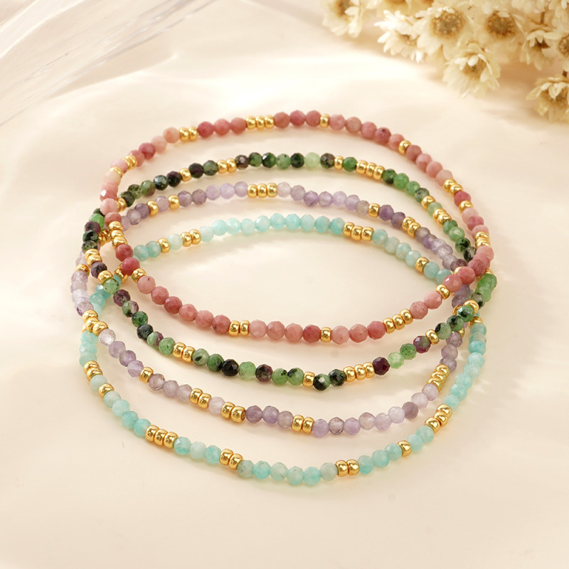 Cross-Border Hot-Selling New Bohemian Style Natural Stone Bead Bracelet Wholesale Women's Fashion Light Luxury Versatile