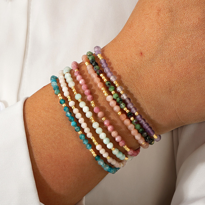 Cross-Border Hot-Selling Natural Semi-Precious Stone Beaded Bracelet Niche High-End Faceted Mixed Color Bracelet for Women Factory Direct Sale