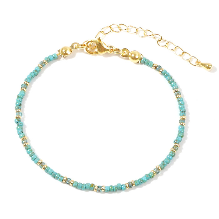 Niche Retro Fresh Anklet Bohemian Vacation Style Fashion Metal Mixed Pattern Stone Beaded Anklet