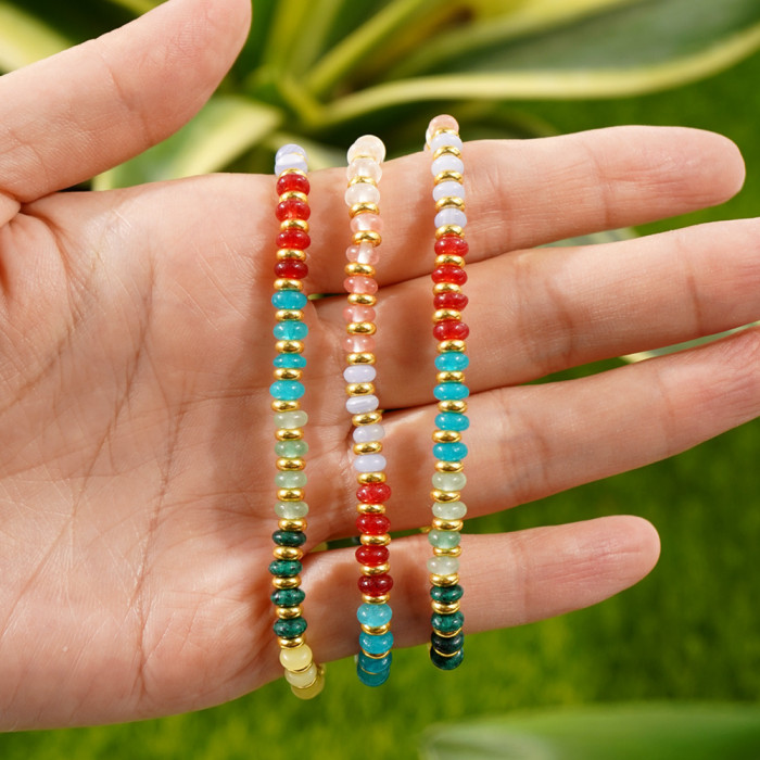 European and American Hot-Selling Bohemian Style Natural Stone Bracelet Commuting Simple Versatile New Beaded Elastic Bracelet