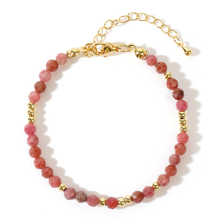 European and American Hot-Selling Natural Semi-Precious Stone Faceted Mixed Color Beaded Bracelet Niche High-End Jewelry Factory Direct Supply