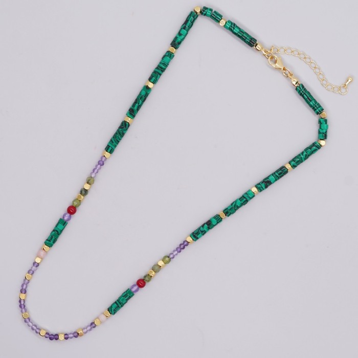 Cross-Border Hot Selling Ins Popular Simple Fashion Summer Beach Style Spacer Beads Colorful Abacus Beads Semi-Precious Stone Necklace
