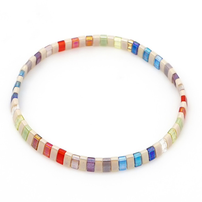 Cross-Border Hot-Selling Niche Retro Bohemian Hand Jewelry Beach Style Tila Bead Trendy Bracelet for Women