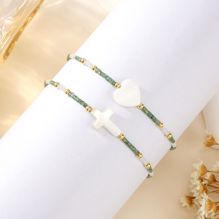 Exclusive Beaded Bracelet Simple Design Heart Cross Bracelet Light Luxury High-end Feel