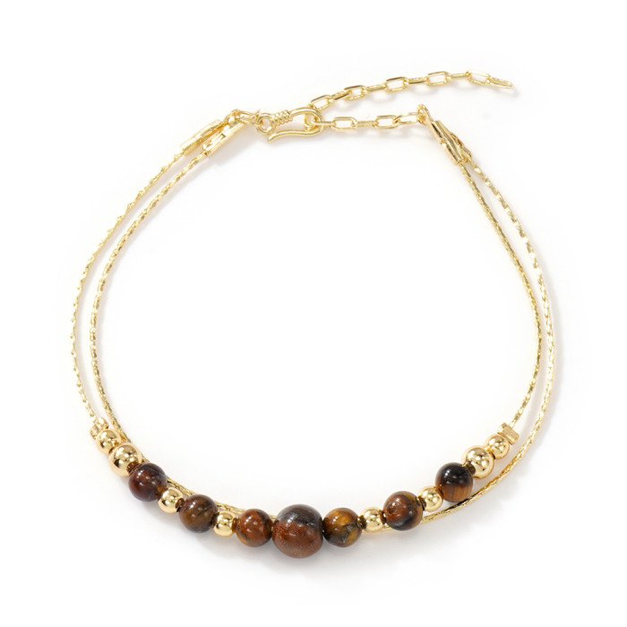 Niche Design Double Layer Black Bead Bracelet for Women, High-End Gold Chain, Ins Style Trendy Versatile Best Friend...