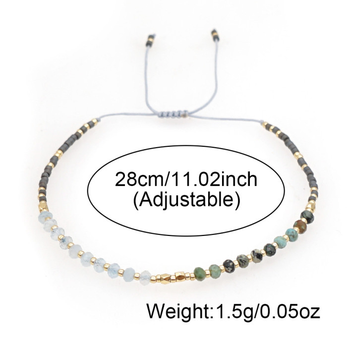 Natural Turquoise Faceted Beaded Bracelet Summer Beach Fashion Versatile Matte Non-Fading Hand Jewelry Bracelet for S...