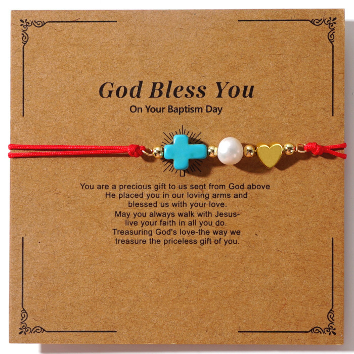Cross Heart Pearl Bracelet 2025 Fashion Trend Lucky Red String Bracelet Summer Simple Commuting Small Hand Accessory