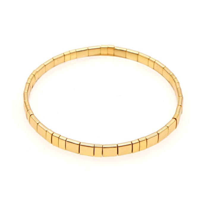 Japanese Style Tila Bead Women's Bracelet Non-Fading Ins Fashion Black Gallstone Glass Bead Mixed Elastic Hand Jewelry Wholesale