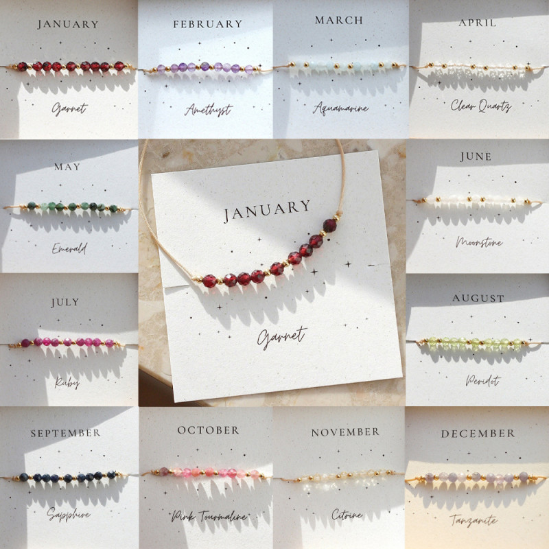 Trendy Cross-Border Hot-Selling Monthly Birthstone Mixed Beads Copper Bead Handmade Bracelet for Women Fashion Versatile