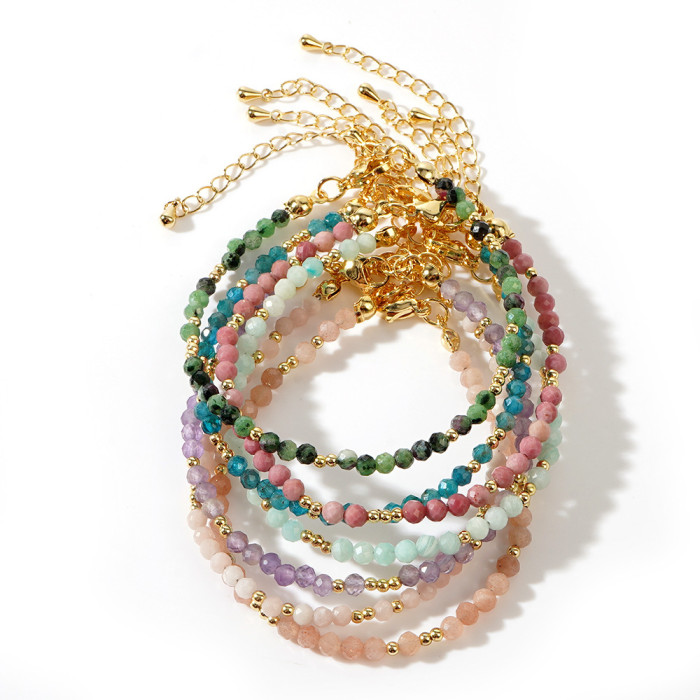 European and American Cross-Border Hot-Selling New Bohemian Style Colorful Natural Stone Bead Bracelet Women's Jewelry Niche Light Luxury