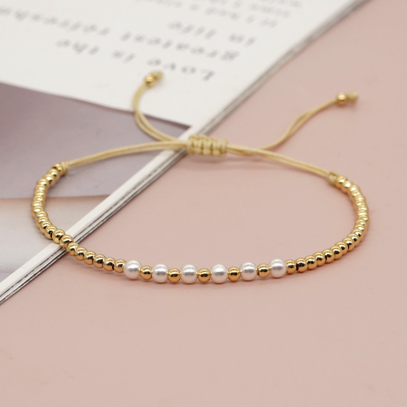 European and American INS New Simple Fashion Light Luxury Pearl Colorful Bead Gold Beaded Bracelet Women's Fashion Jewelry