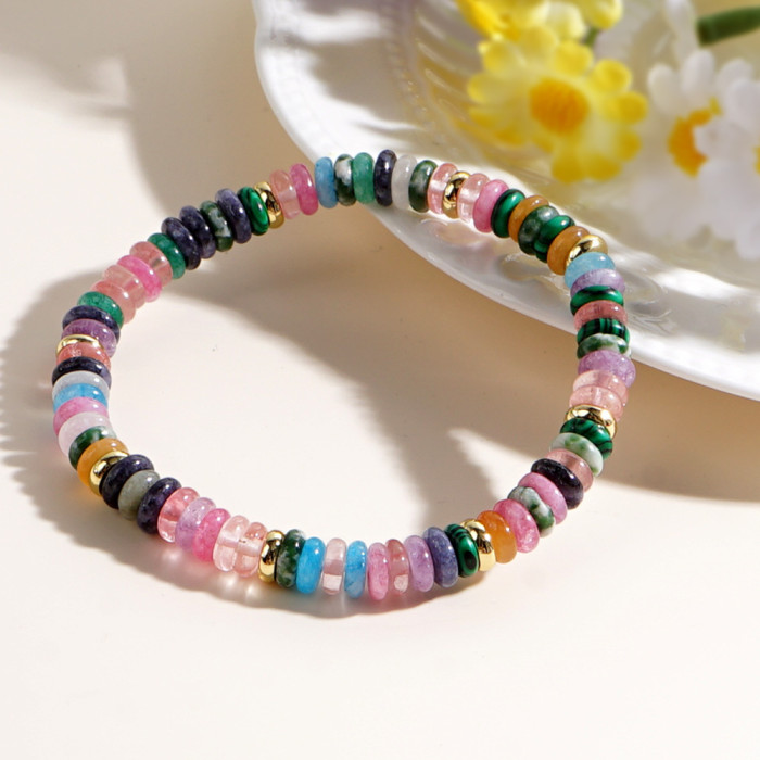 Cross-Border European and American Fashion Original Design Colorful Abacus Beads Semi-Precious Stone Bracelet Women's Bracelet Beaded Bracelet Jewelry
