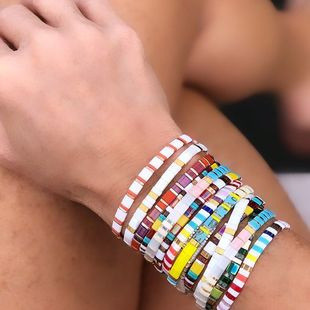 Minimalist Artistic Retro Bohemian Beach Style Tila Bead Trendy Bracelet for Women Handmade