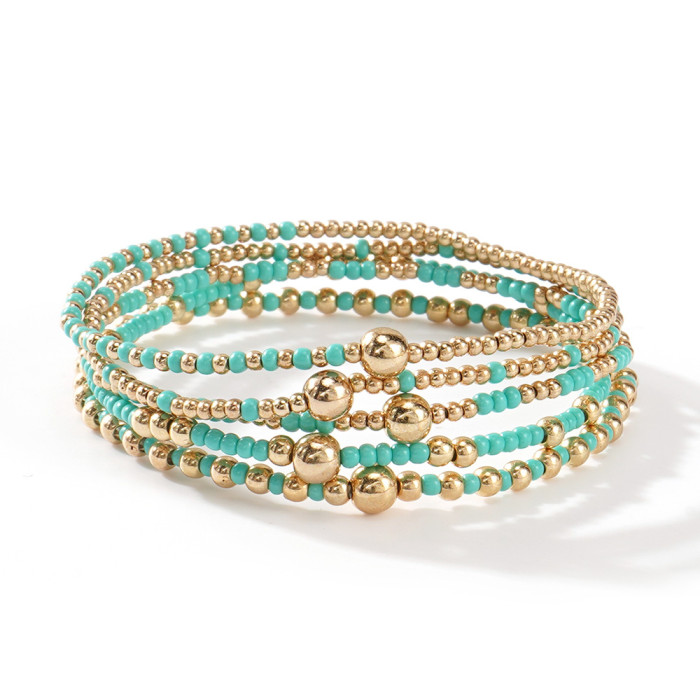 Fashion Girls Gold Beaded Stackable Friendship Bracelet Set Handmade Beaded Bracelet High-End Feel
