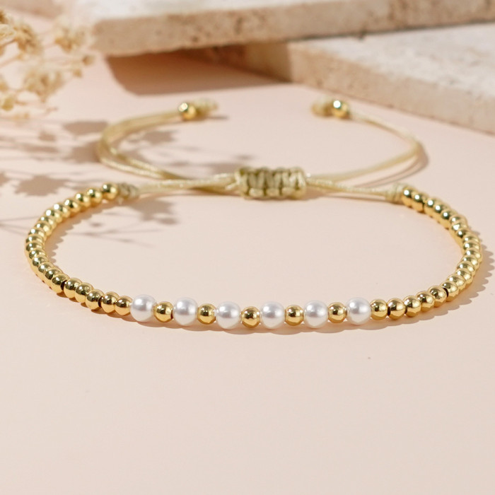 European and American INS New Simple Fashion Light Luxury Pearl Colorful Bead Gold Beaded Bracelet Women's Fashion Jewelry