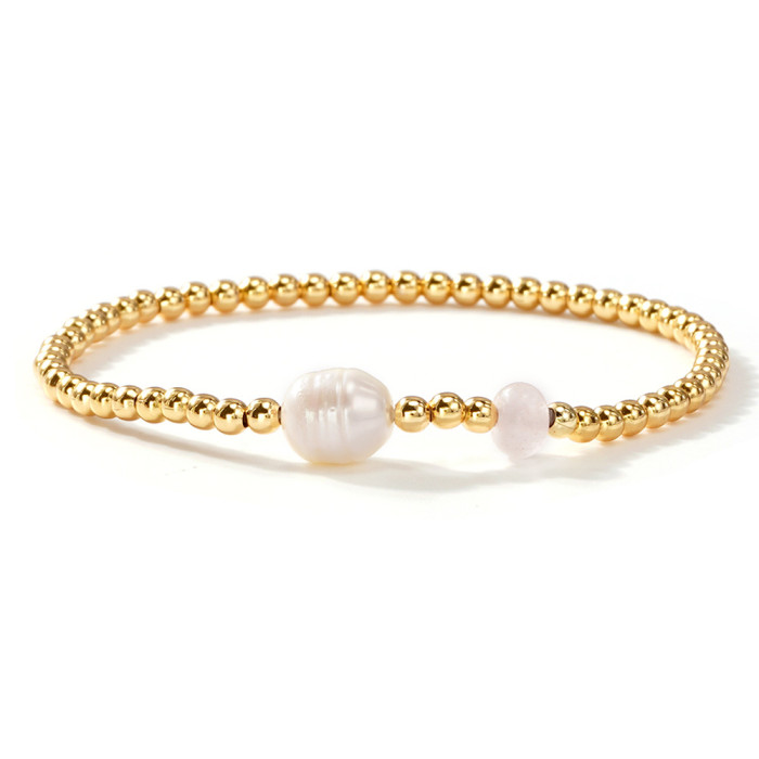 European and American Style Multi-layer Stacking Bracelet Set Imitation Pearl Amethyst Stone Gold Bead Metal Chain Ins Niche Hand Jewelry Wholesale