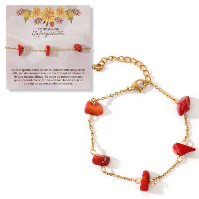 Colorful Irregular Crystal Raw Stone Bracelet Natural Stone Stainless Steel Starry Sky Bracelet Cross-Border Hot-Selling Jewelry