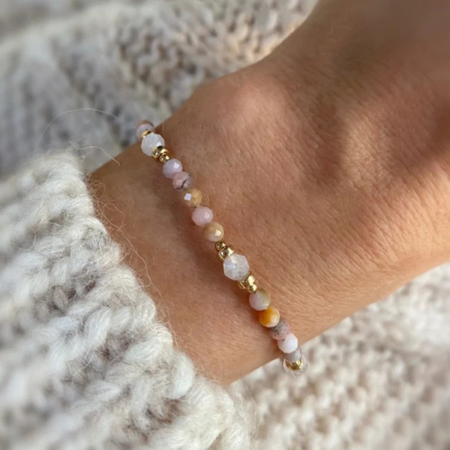 French Niche Retro Artistic Colorful Crystal Natural Stone Beaded Bracelet for Women Sweet Fairy Style Bracelet