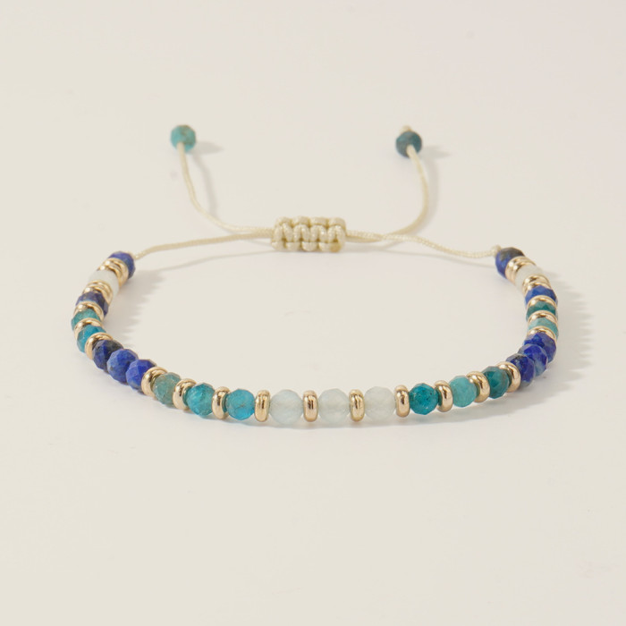 Glossy Faceted Natural Stone Bracelet with Gold Spacer Strawberry Crystal Decoration Women's Summer Gift Bracelet Wholesale