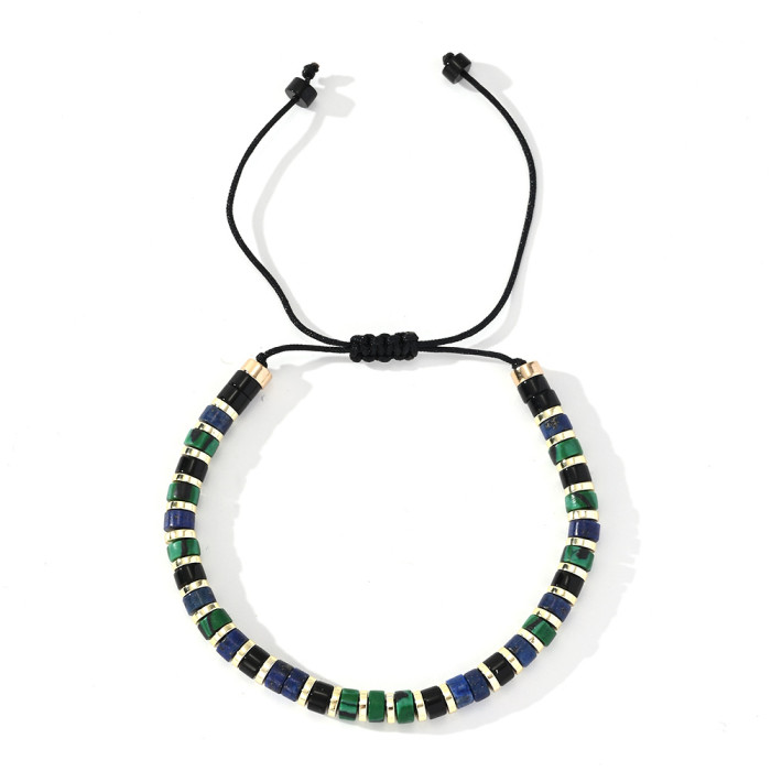 European and American Cross-Border Hot Sale 2025 Summer Iron Gall Stone Spacer Semi-Precious Stone Bracelet for Men and Women Couples Birthday Gift