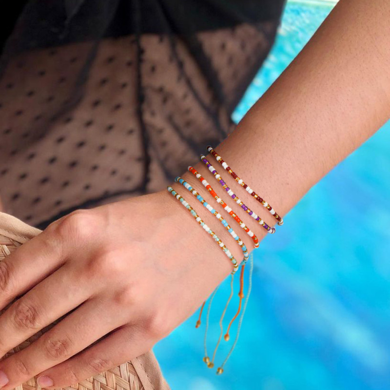 Summer Hot-Selling Dopamine Bracelet Bohemian Style Summer Beach Fashion Colorful Thin Bracelet for Street Selling