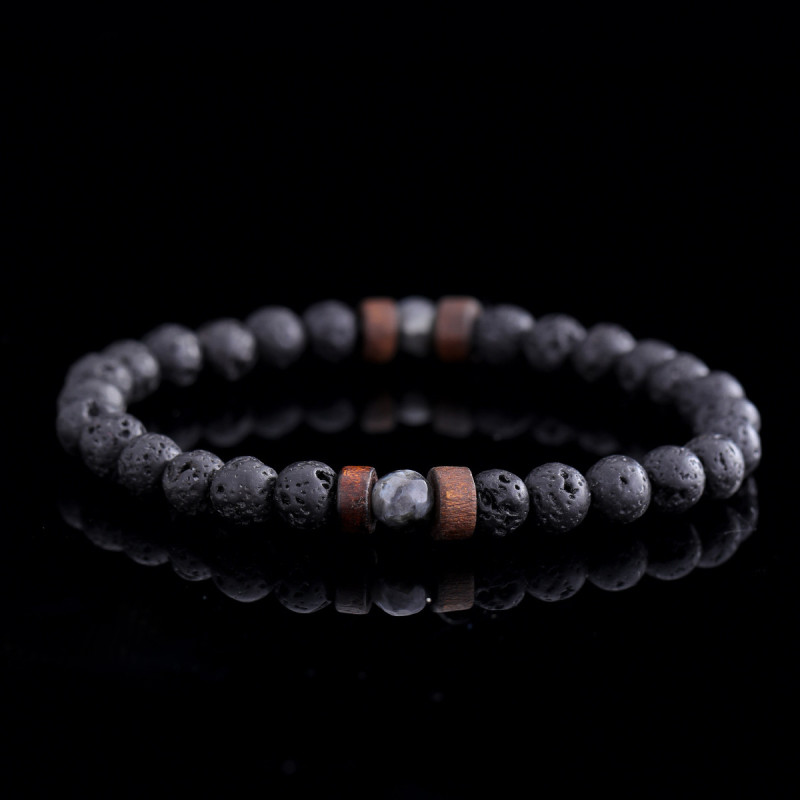 AliExpress Same Style Shining Stone Volcanic Stone Black Iron Stone Bracelet Couple Bracelets Personalized Bracelets Factory Direct Wholesale