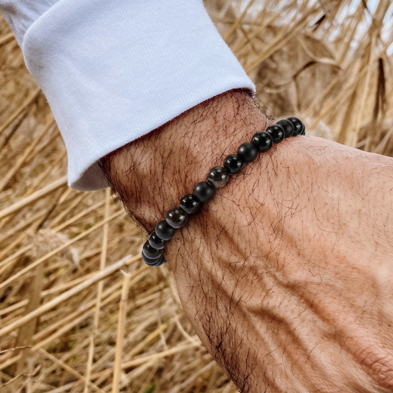 2025 European and American Cross-Border Hot-Selling Jewelry Frosted Round Bead Single Circle Bracelet for Men and Women Artistic Retro National Trend Bracelet
