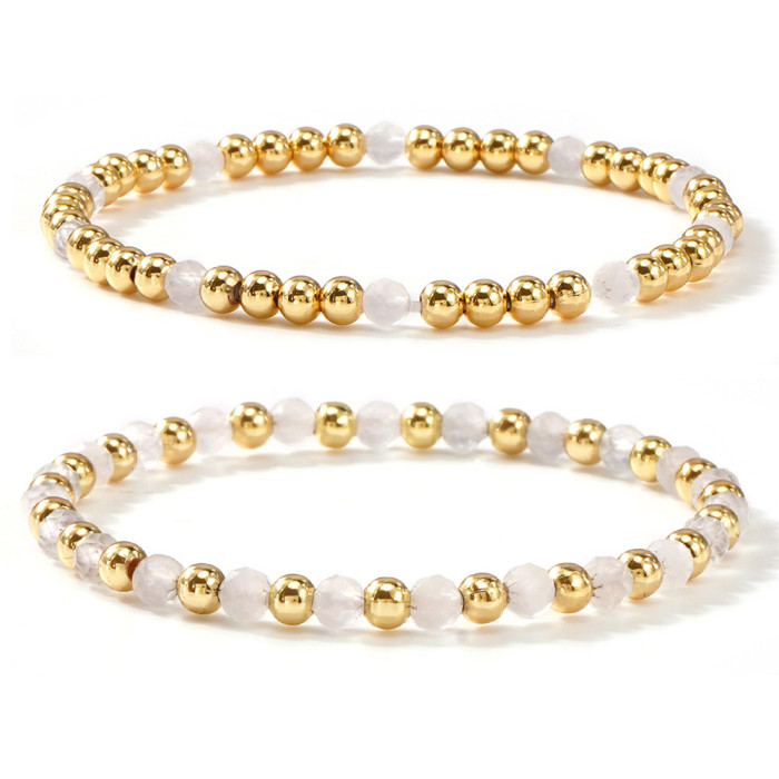 Natural Stone Beaded Bracelet for Women, Light Luxury Vintage Layered Set, 2025 New Ins Niche Design Versatile Bracelet
