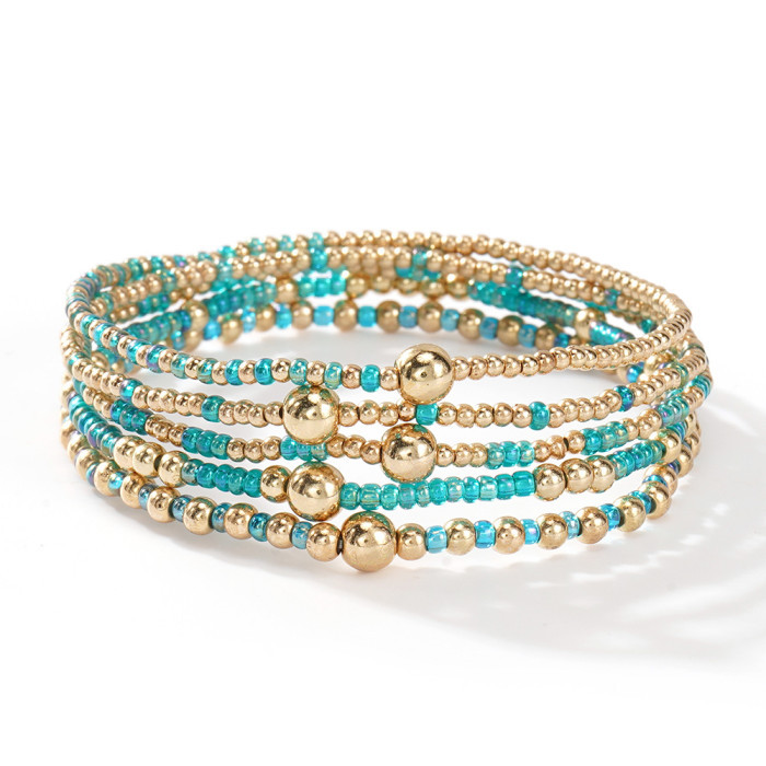 Fashion Girls Gold Beaded Stackable Friendship Bracelet Set Handmade Beaded Bracelet High-End Feel