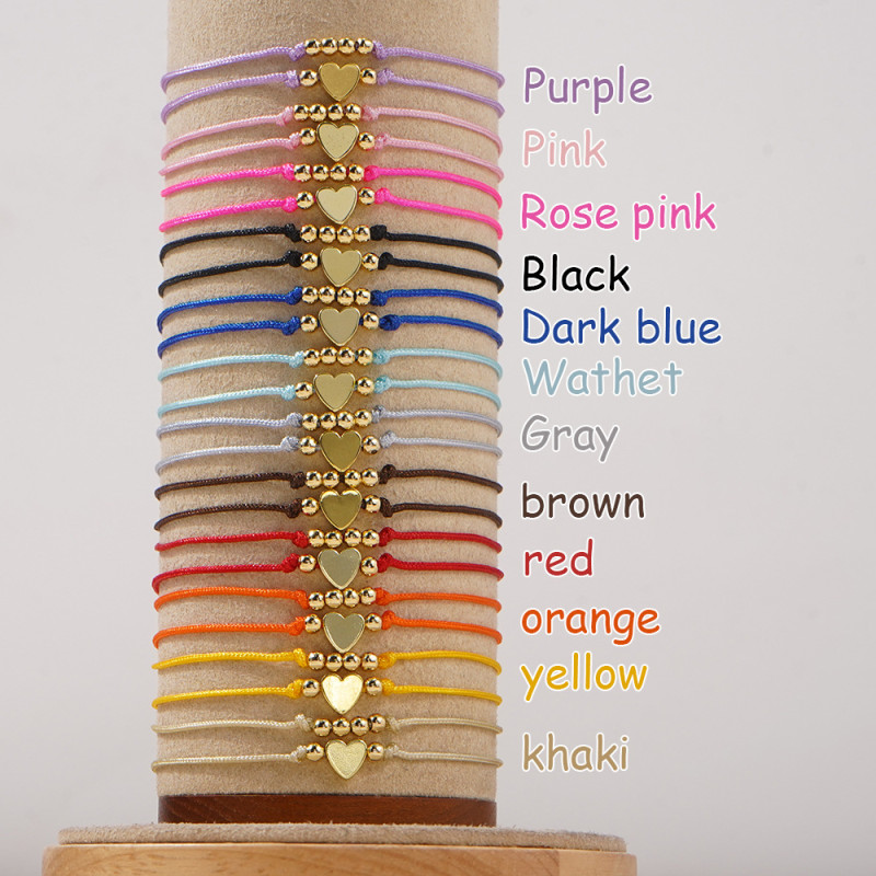 Bohemian Style Gold Bead Heart Bracelet Two Pieces Cross-Border New Red Rope Design for Women Niche Light Luxury High-End Feel