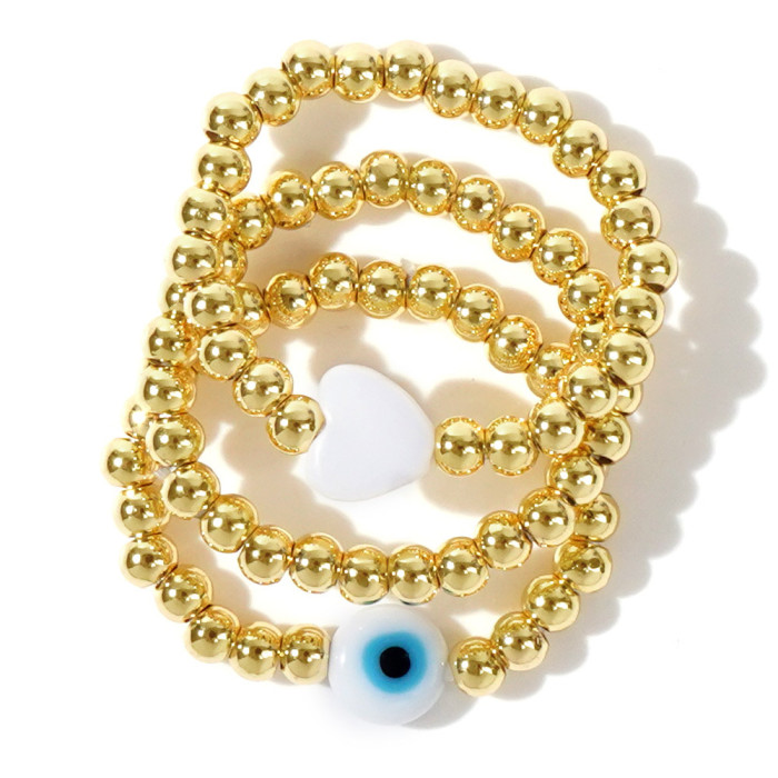 In Stock Wholesale Niche Original Design Pearl Gold Copper Bead Bracelet Layered Beaded Set Bracelet