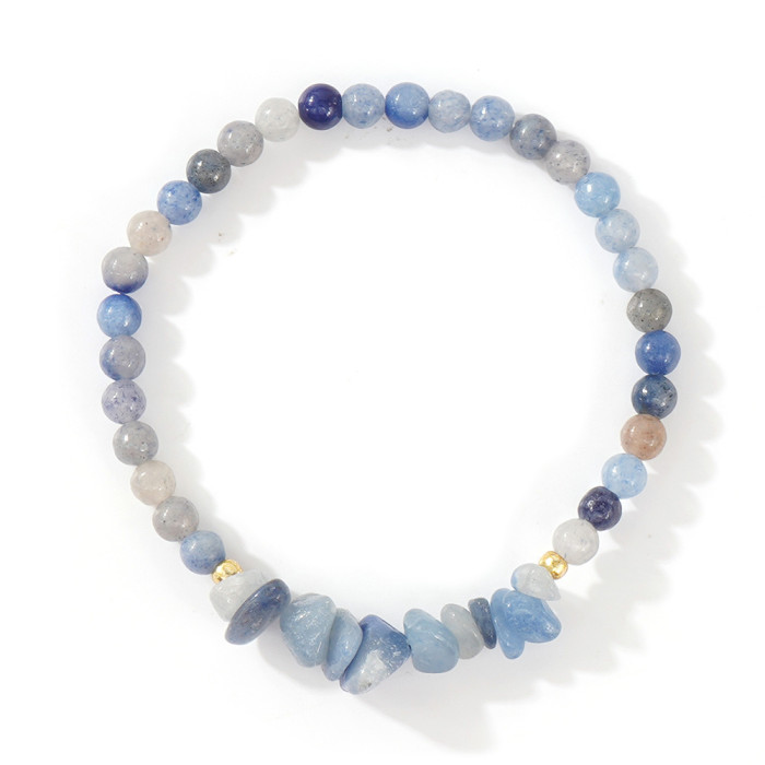 Cross-Border Hot Item Niche INS Semi-Precious Stone Bracelet Fashion Luxury Aquamarine Pearl Red Gold Bead Bracelet Five-Piece Set